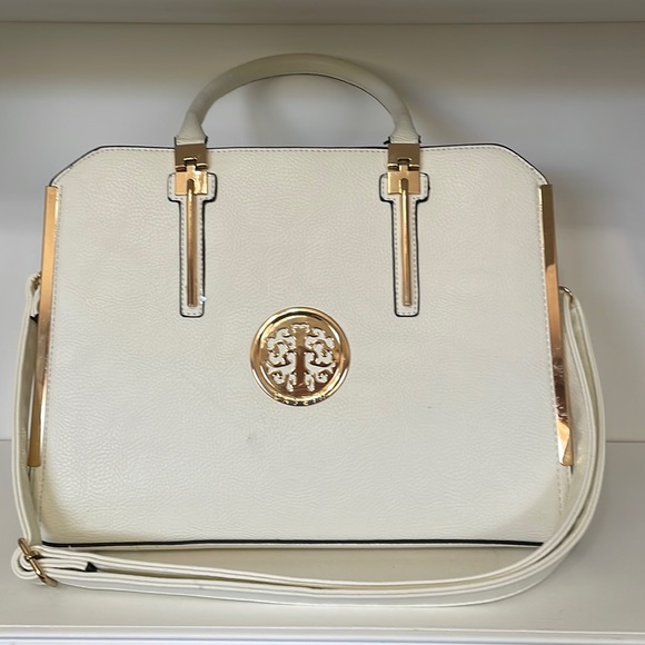 Dasein Handbags - Dasein Women’s Bag Handbag Tote White with Gold Accents Pockets Organize